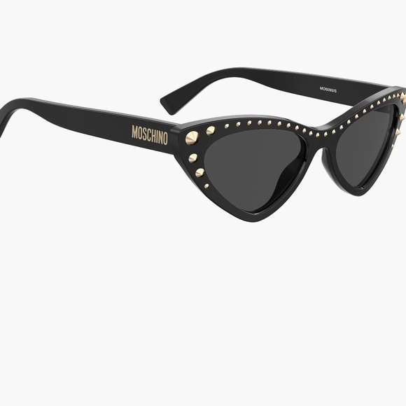 Moschino Black Cat-Eye Sunglasses with Gold Stud Accents - 53 mm - Picture 4 of 5